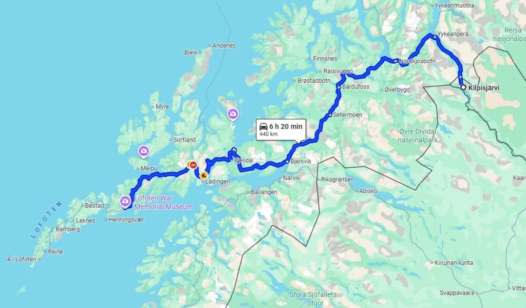 kilpisjärvi lofootit reitti